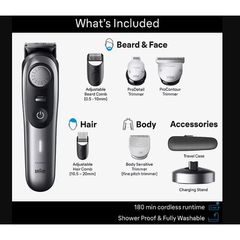 Tông Đơ Cắt Tóc Đa Năng Braun Series 9 9340 - Bộ Dụng Cụ 8 trong 1, Pin Li-Ion, Công Nghệ AutoSense, Đặt Độ Dài Tùy Chỉnh
