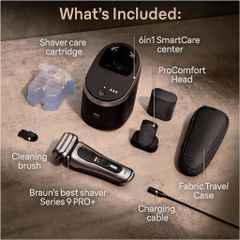 Máy Cạo Râu Braun Series 9 Pro+ 9597cc - Bộ Sản Phẩm Cao Cấp Có Đầu ProComfort và Trung Tâm Sạc SmartCare 6 Trong 1