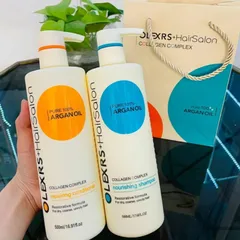 Bộ Dầu Gội Xả Olexrs Hair Salon Argan Oil Collagen Complex - Chăm Sóc Tóc Khô Xơ, Phục Hồi Tóc Gãy Rụng (2 Chai x 500ml)