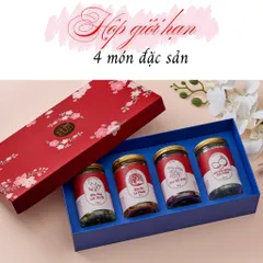Hộp quà Tết 2025 sang trọng chất lượng kèm thiệp chúc Tết thương hiệu Nhà Mứt