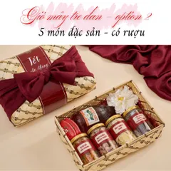 Hộp quà Tết 2025 sang trọng chất lượng kèm thiệp chúc Tết thương hiệu Nhà Mứt