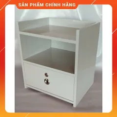Tủ Đầu Giường Cao Cấp 1 Ngăn Kéo Có Khóa - Nhựa Bóng Mịn Màu Trắng Đã Lắp Sẵn, Tiện Lợi Cho Phòng Ngủ