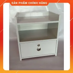 Tủ Đầu Giường Cao Cấp 1 Ngăn Kéo Có Khóa - Nhựa Bóng Mịn Màu Trắng Đã Lắp Sẵn, Tiện Lợi Cho Phòng Ngủ