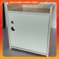 Tủ Đầu Giường 2 Ngăn Cánh Mở Màu Gỗ Sồi Trắng - Tiện Ích Trang Trí Phòng Ngủ, Hàng Đã Lắp Sẵn Chất Lượng Cao