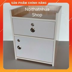 Tủ Đầu Giường Cỡ Lớn Đỉnh Lõm 50x40x40 Màu Gỗ Sồi - Đã Lắp Sẵn, Tiện Lợi, Sang Trọng, Hàng Loại 1
