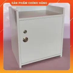 Tủ Đầu Giường 2 Ngăn Màu Trắng - Hàng Đã Lắp Sẵn, Chất Liệu Nhựa Nội Thất Cao Cấp, Bóng Mịn, Khóa An Toàn