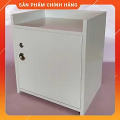 Tủ Đầu Giường 2 Ngăn Màu Trắng - Hàng Đã Lắp Sẵn, Chất Liệu Nhựa Nội Thất Cao Cấp, Bóng Mịn, Khóa An Toàn