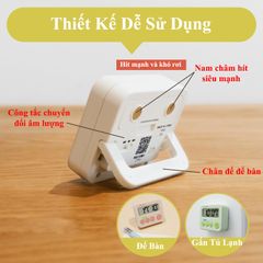 Đồng Hồ Bấm Giờ Đếm Ngược Dretec Nhật Bản - Thiết Kế Nhỏ Gọn Có Đèn Báo, Nam Châm Mạnh, Dùng Cho Nấu Ăn, Học Tập, Thể Thao