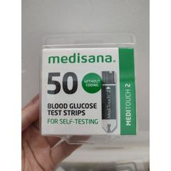 Que Thử Đường Huyết Medisana - Bộ 50 Que Đo Chính Xác Dành Cho Máy Meditouch 2, Xuất Xứ Đức, Công Nghệ Enzym Cải Tiến