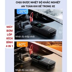 Bơm Lốp Ô Tô Jubilee Mart 4 Trong 1 - Máy Bơm Đo Áp Suất Lốp 80W, Đèn LED, Sạc Điện Thoại, Kích Bình Xe Khẩn Cấp