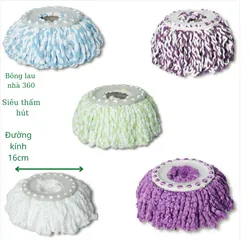 Combo 5 Bông Lau Nhà Thay Thế 360 Độ - Microfiber Thấm Hút Tốt, Giao Màu Ngẫu Nhiên Cho Nhà Bếp