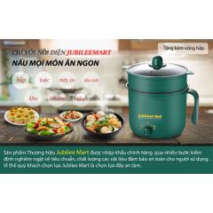 Nồi Lẩu Điện Mini 2 Tầng JubileeMart 1.8L Chống Dính 600W - Nấu Lẩu, Chiên, Xào Đa Năng, Hàng Chính Hãng