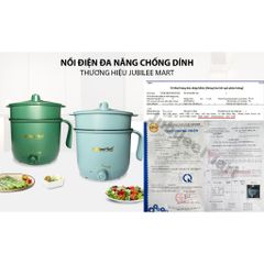 Nồi Lẩu Điện Mini 2 Tầng JubileeMart 1.8L Chống Dính 600W - Nấu Lẩu, Chiên, Xào Đa Năng, Hàng Chính Hãng