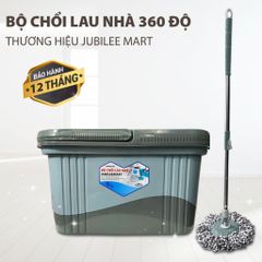 Bộ Chổi Lau Nhà Thông Minh Jubilee Mart 360 Độ - Kèm Thùng Vắt Inox & Bông Lau Siêu Thấm - Bảo Hành 2 Năm