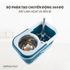 Bộ Chổi Lau Nhà Thông Minh Jubilee Mart 360 Độ - Kèm Thùng Vắt Inox & Bông Lau Siêu Thấm - Bảo Hành 2 Năm