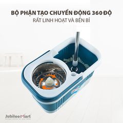 Bộ Chổi Lau Nhà Thông Minh Jubilee Mart 360 Độ - Kèm Thùng Vắt Inox & Bông Lau Siêu Thấm - Bảo Hành 2 Năm
