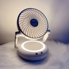 {BH 2 NĂM} Quạt Tích Điện Mini Jubilee Mart Có Đèn LED, 3 Chế độ Gió Xoay 90 độ Sử Dụng Lên Đến 8h