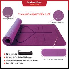 Thảm Tập Yoga Định Tuyến 2 Lớp TPE Chống Trượt Jubilee Mart - Tặng Kèm Túi Đựng, Giúp Cải Thiện Tư Thế Tập Luyện An Toàn
