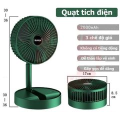 Quạt Tích Điện Mini SUPER FAN 3 Tốc Độ Gió - Gấp Gọn, Tiện Lợi, Tiết Kiệm Điện Năng Cho Mọi Không Gian