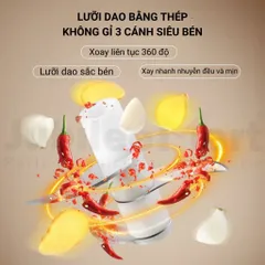 Máy Xay Tỏi Ớt Mini JubileeMart - Kéo Tay Tiện Dụng, Dung Tích 250ml, Xay Nhanh Chóng, Phù Hợp Nếu Bạn Yêu Thích Nấu Nướng