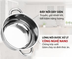Bộ 3 Nồi Inox 430 Cao Cấp Jubilee Mart - Nồi Chịu Nhiệt Dùng Bếp Gas, Bếp Từ, Cho Gia Đình 2-6 Người, Bảo Hành 24 Tháng