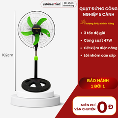 Quạt Đứng JubileeMart 5 Cánh Siêu Mát - Công Suất 47W, Lưu Lượng Gió 1500 M3/H, Bảo Hành 2 Năm, Tiết Kiệm Điện, Hoạt Động Êm Ái