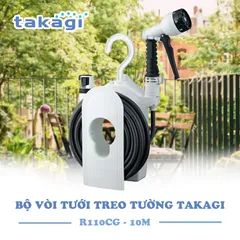 Bộ Cuộn Vòi Tưới Cây Treo Tường 15m Takagi R115CG - Tiết Kiệm Nước, 7 Chế Độ Phun, Dễ Dàng Sử Dụng Cho Khu Vườn Xanh Tươi