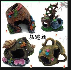Mô Hình Tiểu Cảnh Thùng Gỗ Vỡ - Hang Trú Ẩn An Toàn Cho Cá Tép - Trang Trí Bể Cá Thủy Sinh Tự Nhiên