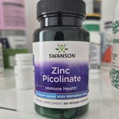 Viên uống kẽm Picolinate Swanson USA 22mg - Hỗ trợ miễn dịch, làm đẹp da, 60 viên cho người ăn chay và sức khỏe tổng thể