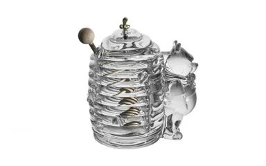 Hũ Đựng Mật Ong Crystal Bohemia 15cm Kèm Cây Khuấy - Thủy Tinh Trong Suốt Chất Lượng Châu Âu, Quà Tặng Sang Trọng