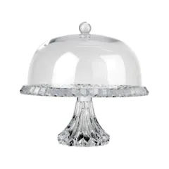 Khay đựng bánh pha lê Rogaska Crown Jewel 33cm trong suốt có nắp đậy - Sang trọng, tinh tế, món quà hoàn hảo cho dịp Tết