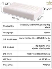 Gối Cao Su Thấp 4 Cm Form Lượn Sóng Siêu Mỏng Lasante Thiết Kế Giảm Đau Cổ Khi Ngủ Chống Thoái Hóa