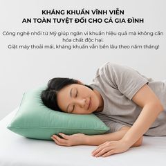 Gối Ngủ Cao Cấp Lasante Green Pearl – Bông Lông Vũ Mềm Mại, Không Xẹp, Kích Thước Lớn 45x65cm và 50x70cm, Chất Liệu Tự Nhiên