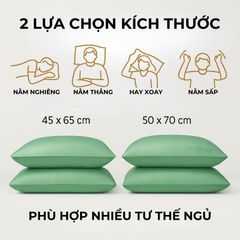 Gối Ngủ Cao Cấp Lasante Green Pearl – Bông Lông Vũ Mềm Mại, Không Xẹp, Kích Thước Lớn 45x65cm và 50x70cm, Chất Liệu Tự Nhiên