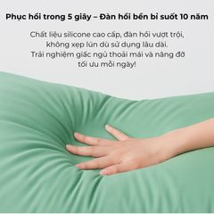 Gối Ngủ Cao Cấp Lasante Green Pearl – Bông Lông Vũ Mềm Mại, Không Xẹp, Kích Thước Lớn 45x65cm và 50x70cm, Chất Liệu Tự Nhiên