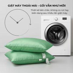 Gối Ngủ Cao Cấp Lasante Green Pearl – Bông Lông Vũ Mềm Mại, Không Xẹp, Kích Thước Lớn 45x65cm và 50x70cm, Chất Liệu Tự Nhiên