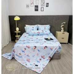 Bộ Chăn Ga Gối Cao Cấp LASANTE 5 Món Tencel Jacquard - Mát Mẻ, Thoáng Khí, Dành Cho Giường 1m6/1m8/2m - Tặng Gối Ôm Sang Trọng