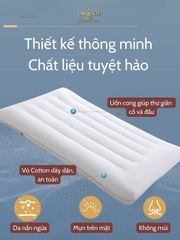 Gối Ngủ Thấp Bảo Vệ Cổ 6 cm Bông Đậu Nành Mềm Mại Chính Hãng Lasante - Ruột Gối Chống Thoái Hóa Sức Khỏe, Kích Thước 48x74 cm