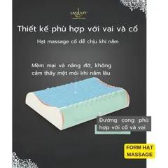 Gối Cao Su Thiên Nhiên 40x60  Form Hạt Massage Cổ Vai Gáy Chính Hãng Lasante