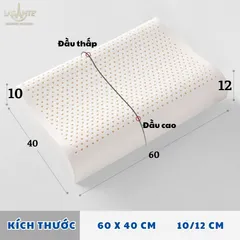 Gối Cao Su Tự Nhiên 10 Cm Lasante (Kèm Vỏ) Massage Cổ Vai Gáy Giúp Cải Thiện Giấc Ngủ 40*60 Cm