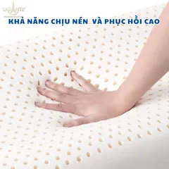 Gối Cao Su Tự Nhiên 10 Cm Lasante (Kèm Vỏ) Massage Cổ Vai Gáy Giúp Cải Thiện Giấc Ngủ 40*60 Cm