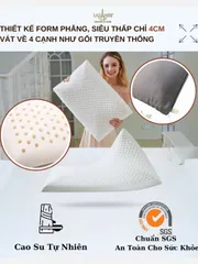 Gối Cao Su Thấp 4 Cm Siêu Mỏng Form Phẳng Truyền Thống Lasante Cho Người Nằm Gối Thấp