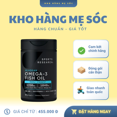Viên Dầu Cá Omega-3 Sports Research Triple Strength 60 Viên - Hỗ Trợ Tim Mạch, Trí Não, Giảm Viêm, Không Có Mùi Tanh