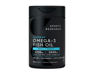 Viên Dầu Cá Omega-3 Sports Research Triple Strength 60 Viên - Hỗ Trợ Tim Mạch, Trí Não, Giảm Viêm, Không Có Mùi Tanh