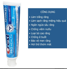 Kem đánh răng 3D Crest Pro Heath 167G - Làm trắng răng hiệu quả, ngăn ngừa sâu răng, bảo vệ men răng, hơi thở thơm mát