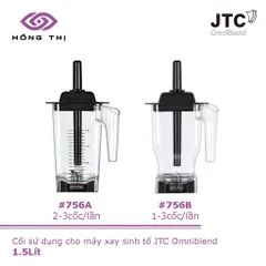 Cối Xay Sinh Tố Công Nghiệp JTC OmniBlend 1.5L - Bộ Cối, Nắp, Lưỡi Dao, Que Khuấy Bằng Nhựa Polycarbonate Chịu Lực, An Toàn Cho Sức Khỏe