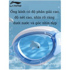 Kính bơi trẻ em LI-NING chất lượng cao, chống nước, chống sương mù, góc nhìn rộng, kèm nút tai, phù hợp từ 3-10 tuổi - LNJV246