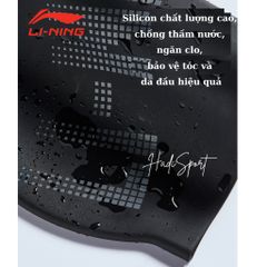 Mũ Bơi Người Lớn Lining Silicone Chống Trượt & Thấm Nước - Mẫu Mới LXMT550, Đen, Trắng, Xám, Xanh, Tím