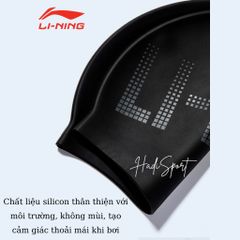 Mũ Bơi Người Lớn Lining Silicone Chống Trượt & Thấm Nước - Mẫu Mới LXMT550, Đen, Trắng, Xám, Xanh, Tím
