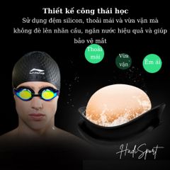 Kính bơi tráng gương LI-NING UV chống nước, chống sương mù - Bộ sản phẩm hoàn chỉnh với bịt tai và cầu mũi LXJR222
